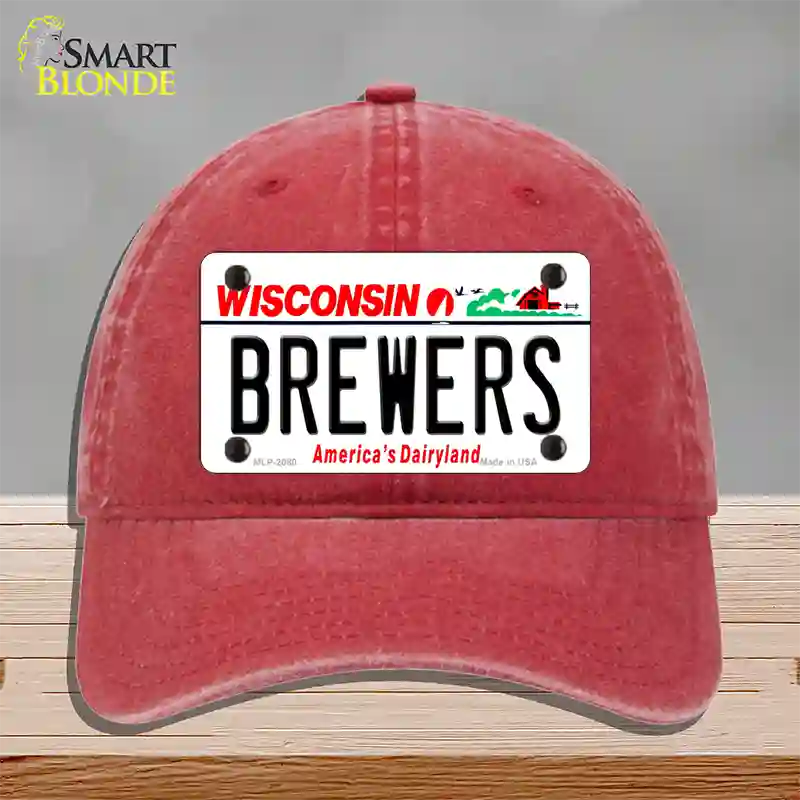 Brewers Wisconsin State Novelty License Plate Hat Unconstructed Cotton / Red