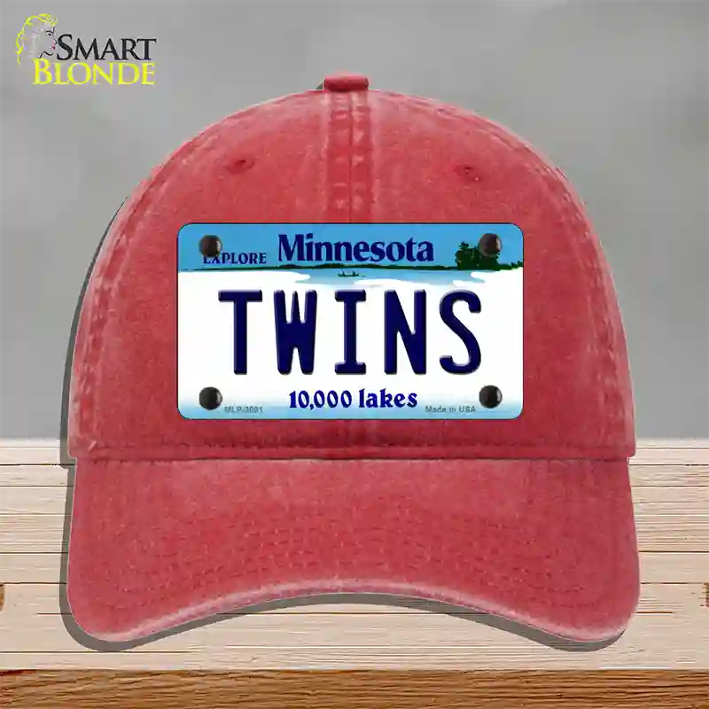 Twins Minnesota State Novelty License Plate Hat Unconstructed Cotton / Red