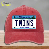 Twins Minnesota State Novelty License Plate Hat Unconstructed Cotton / Red