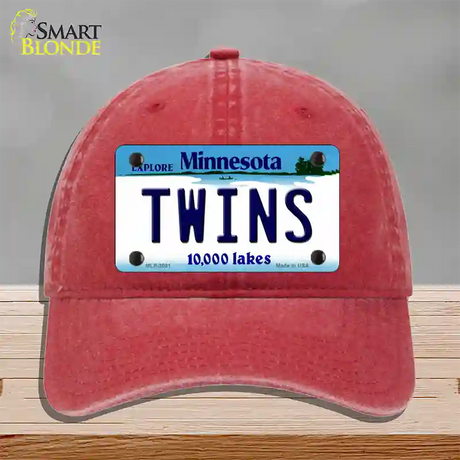 Twins Minnesota State Novelty License Plate Hat Unconstructed Cotton / Red