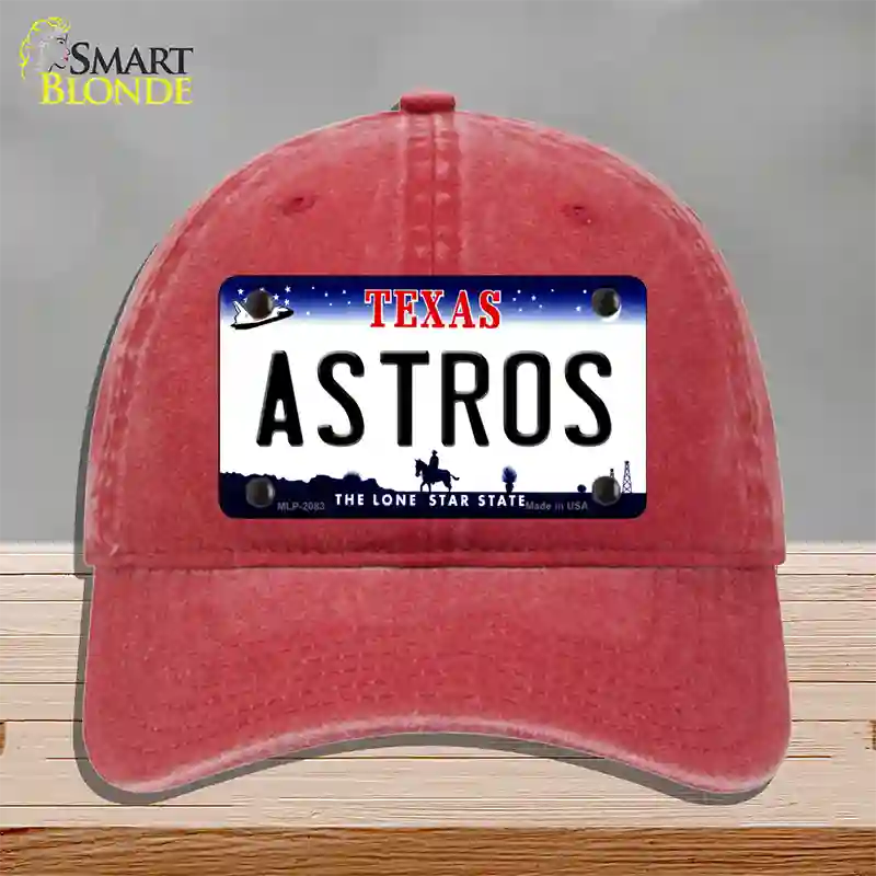 Astros Texas State Novelty License Plate Hat Unconstructed Cotton / Red