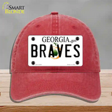 Braves Georgia State Novelty License Plate Hat Unconstructed Cotton / Red