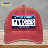 Yankees New York State Novelty License Plate Hat Unconstructed Cotton / Red