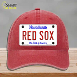 Red Sox Massachusetts State Novelty License Plate Hat Unconstructed Cotton / Red