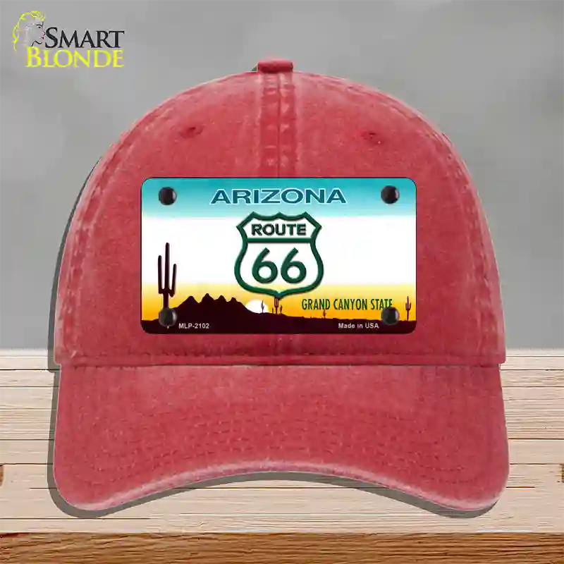 Route 66 Shield Arizona Novelty License Plate Hat Unconstructed Cotton / Red