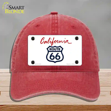 Route 66 Shield California Novelty License Plate Hat Unconstructed Cotton / Red