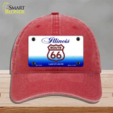 Route 66 Shield Illinois Novelty License Plate Hat Unconstructed Cotton / Red