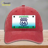 Route 66 Shield Missouri Novelty License Plate Hat Unconstructed Cotton / Red