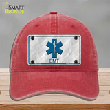 EMT Novelty License Plate Hat Unconstructed Cotton / Red