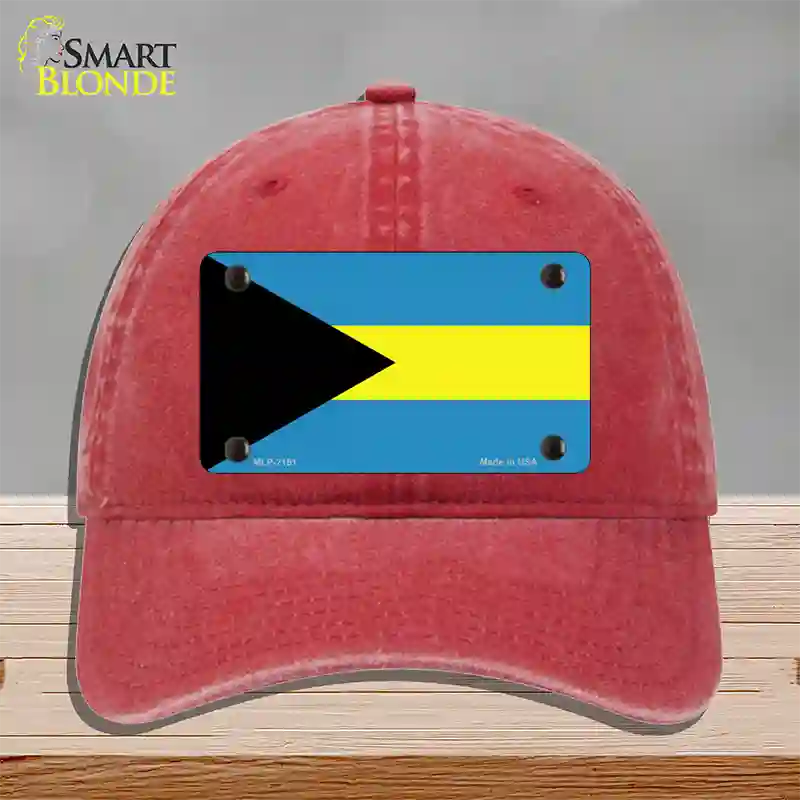 Bahamas Flag Novelty License Plate Hat Unconstructed Cotton / Red