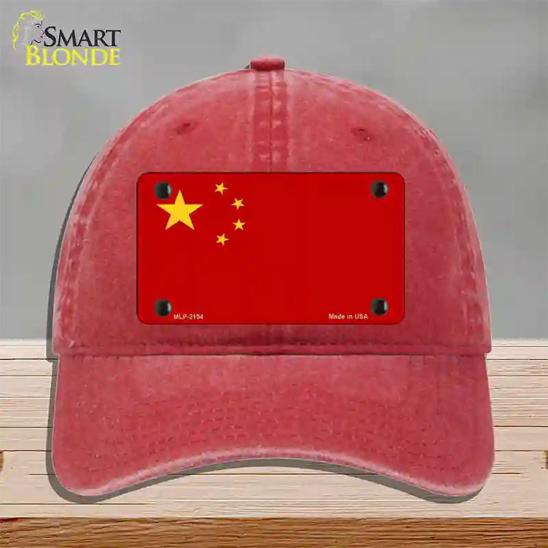 China Flag Novelty License Plate Hat Unconstructed Cotton / Red