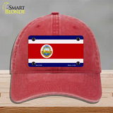 Costa Rica Flag Novelty License Plate Hat Unconstructed Cotton / Red