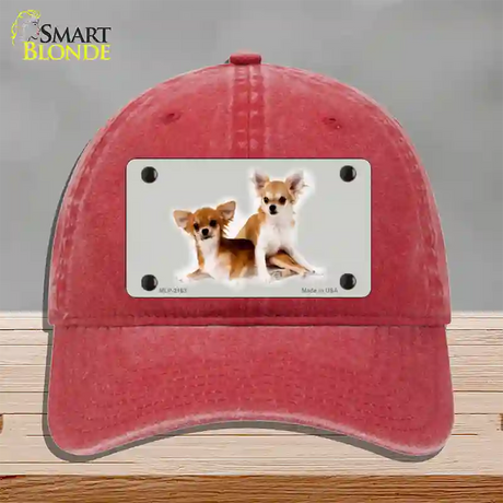 Chihuahua Dog Novelty License Plate Hat Unconstructed Cotton / Red