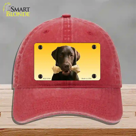 Chocolate Labrador Retriever Dog Novelty License Plate Hat Unconstructed Cotton / Red