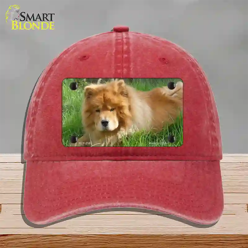 Chow Chow Dog Novelty License Plate Hat Unconstructed Cotton / Red