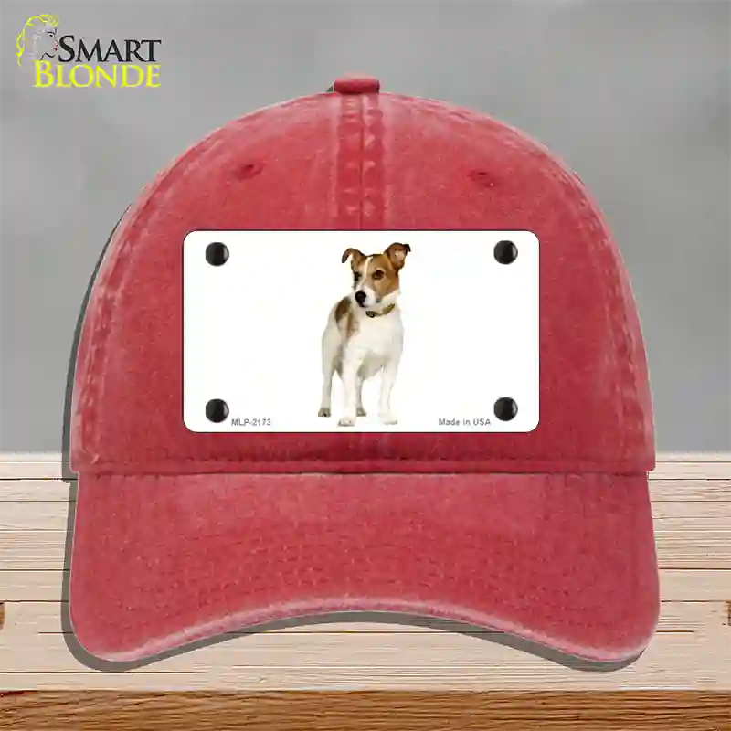 Jack Russell Terrier Dog Novelty License Plate Hat Unconstructed Cotton / Red