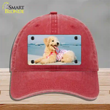 Poodle Dog Novelty License Plate Hat Unconstructed Cotton / Red