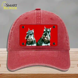 Schnauzer Dog Novelty License Plate Hat Unconstructed Cotton / Red