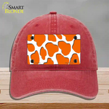 Orange White Giraffe Novelty License Plate Hat Unconstructed Cotton / Red