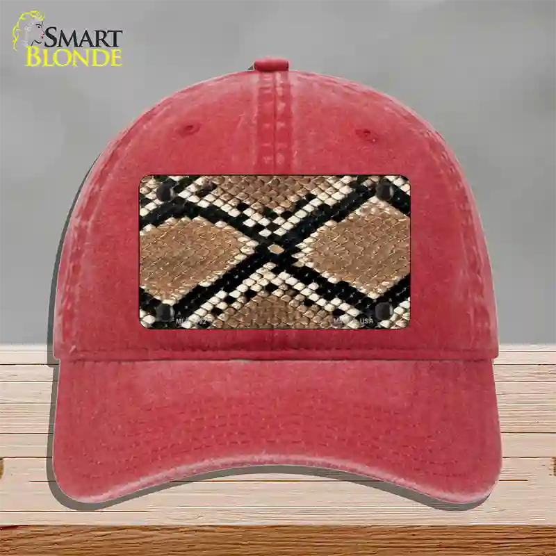 Snake Skin Novelty License Plate Hat Unconstructed Cotton / Red