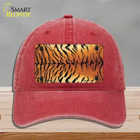 Tiger Pattern Novelty License Plate Hat Unconstructed Cotton / Red