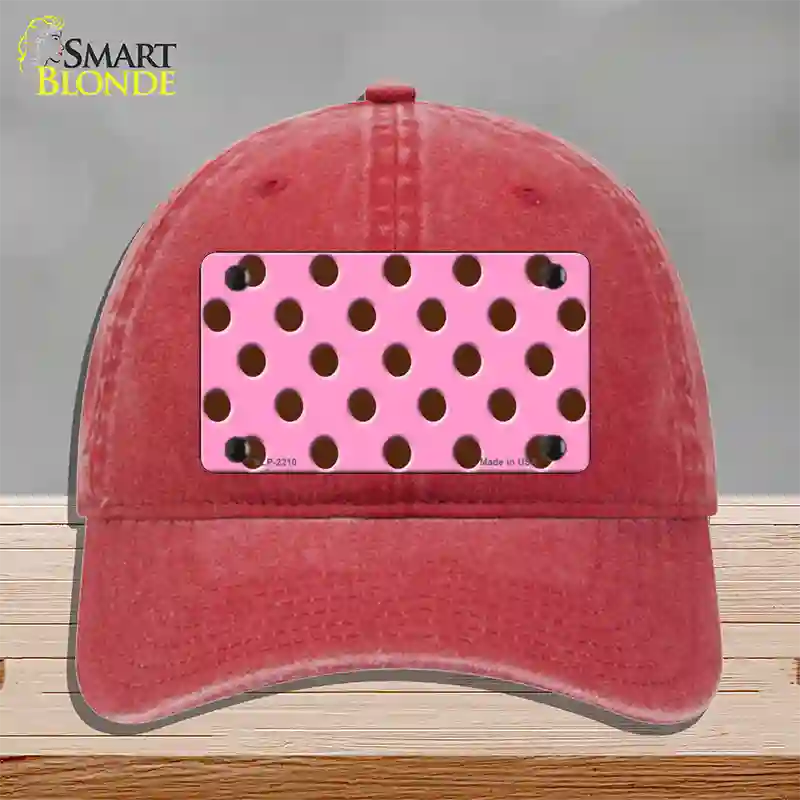 Chocolate Brown Polka Dots Pink Novelty License Plate Hat Unconstructed Cotton / Red