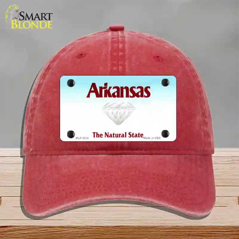 Arkansas State Novelty License Plate Hat Unconstructed Cotton / Red / Arkansas Diamond (2218):https | Clean | Yes