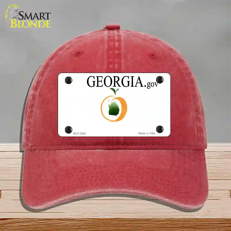 Georgia State Blank Novelty License Plate Hat Unconstructed Cotton / Red