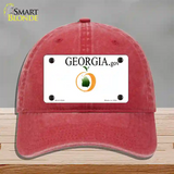 Georgia State Blank Novelty License Plate Hat Unconstructed Cotton / Red