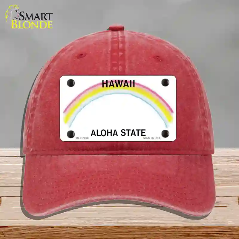 Hawaii State Blank Novelty License Plate Hat Unconstructed Cotton / Red