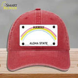 Hawaii State Blank Novelty License Plate Hat Unconstructed Cotton / Red