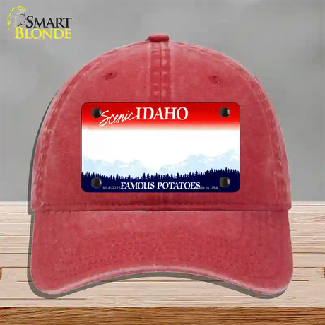 Idaho State Blank Novelty License Plate Hat Unconstructed Cotton / Red