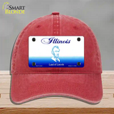 Illinois State Blank Novelty License Plate Hat Unconstructed Cotton / Red