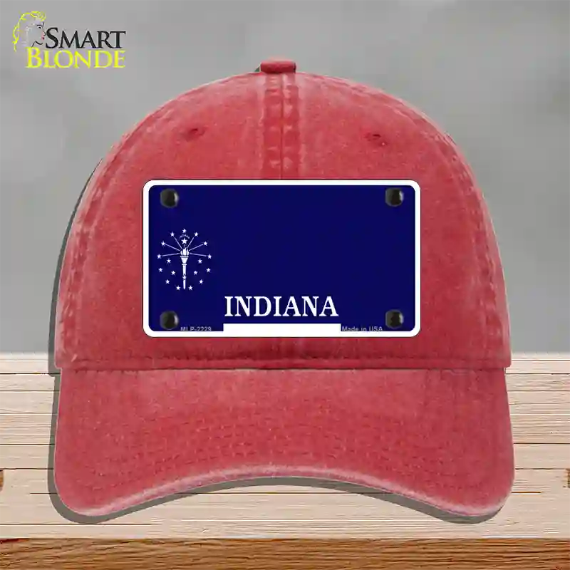 Indiana State Blank Novelty License Plate Hat Unconstructed Cotton / Red