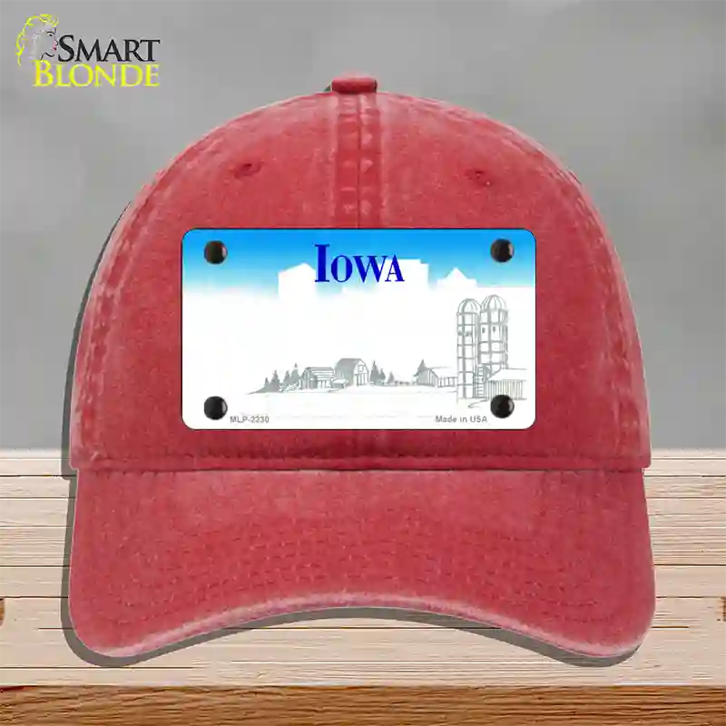 Iowa State Blank Novelty License Plate Hat Unconstructed Cotton / Red