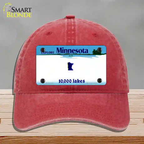 Minnesota State Blank Novelty License Plate Hat Unconstructed Cotton / Red