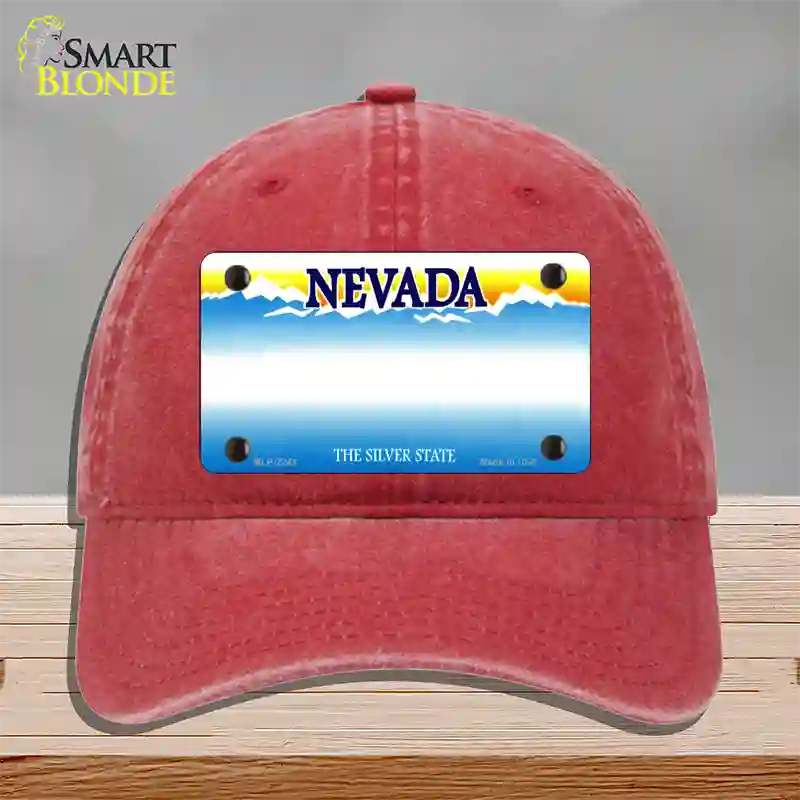 Nevada State Blank Novelty License Plate Hat Unconstructed Cotton / Red