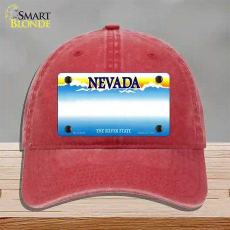 Nevada State Blank Novelty License Plate Hat Unconstructed Cotton / Red