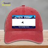 New York State State Blank Novelty License Plate Hat Unconstructed Cotton / Red