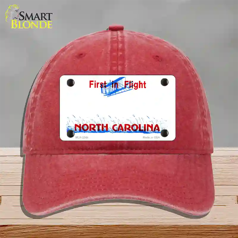 North Carolina State Blank Novelty License Plate Hat Unconstructed Cotton / Red