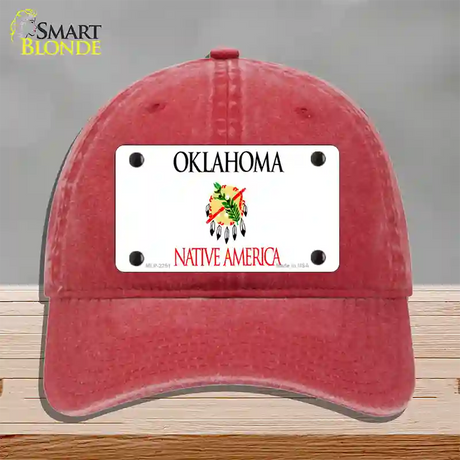 Oklahoma State Blank Novelty License Plate Hat Unconstructed Cotton / Red