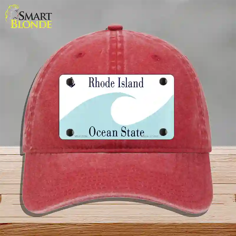 Rhode Island State Blank Novelty License Plate Hat Unconstructed Cotton / Red