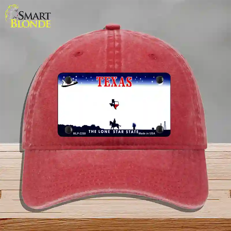 Texas State Blank Novelty License Plate Hat Unconstructed Cotton / Red