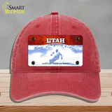 Utah State Blank Novelty License Plate Hat Unconstructed Cotton / Red