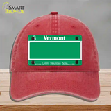 Vermont State Blank Novelty License Plate Hat Unconstructed Cotton / Red