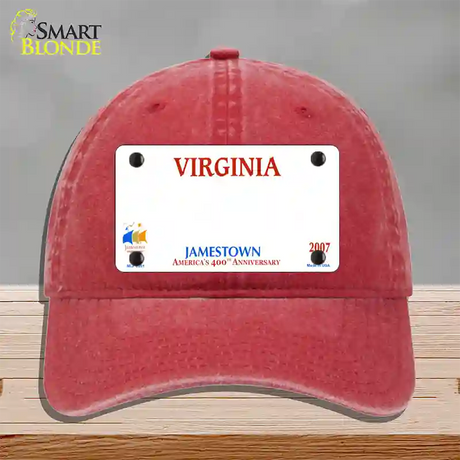 Virginia State Blank Novelty License Plate Hat Unconstructed Cotton / Red