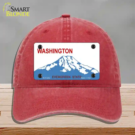 Washington State Blank Novelty License Plate Hat Unconstructed Cotton / Red