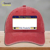 West Virginia State Blank Novelty License Plate Hat Unconstructed Cotton / Red