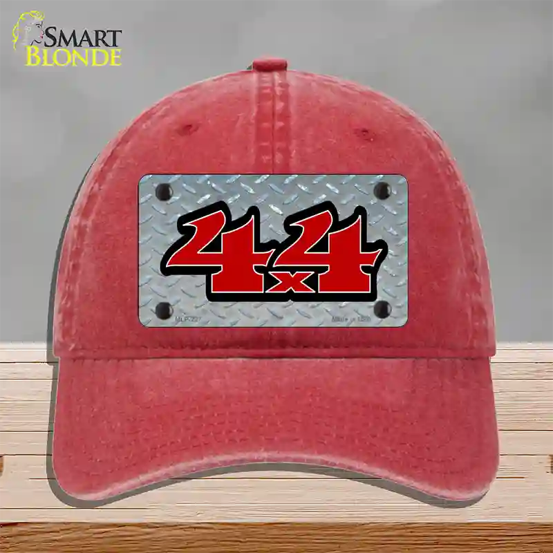 4 X 4 Diamond Novelty License Plate Hat Unconstructed Cotton / Red