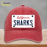 Sharks California State Novelty License Plate Hat Unconstructed Cotton / Red